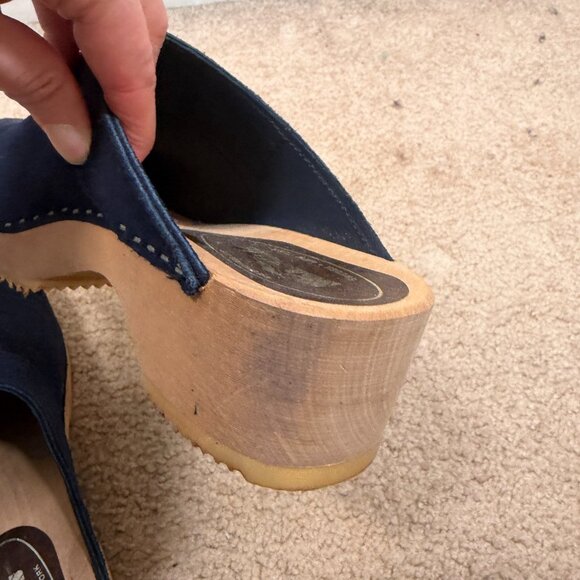 Skandals Swedish Clogs Size 42 US 10.5 Blue Suede Mule Slip On Casual - Picture 6 of 11